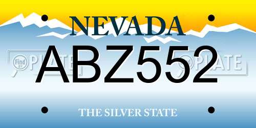 ABZ552 Nevada License Plate