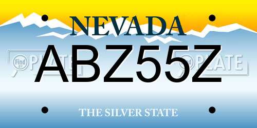 ABZ55Z Nevada License Plate