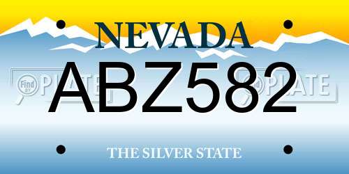 ABZ582 Nevada License Plate