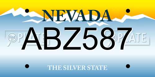 ABZ587 Nevada License Plate