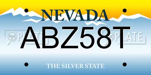 ABZ58T Nevada License Plate