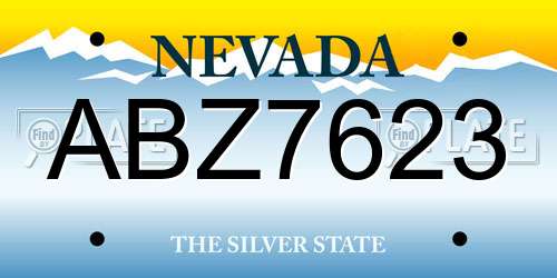 ABZ7623 Nevada License Plate