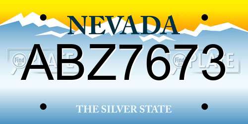 ABZ7673 Nevada License Plate