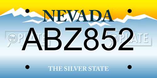 ABZ852 Nevada License Plate