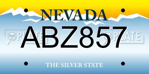 ABZ857 Nevada License Plate