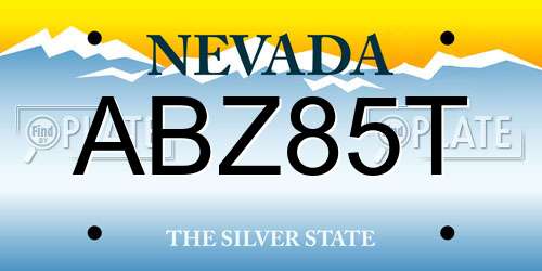 ABZ85T Nevada License Plate