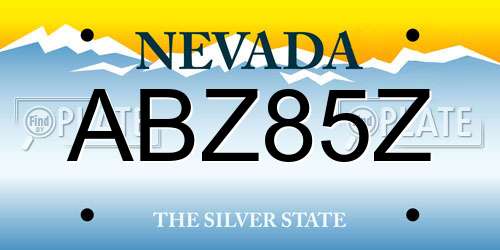 ABZ85Z Nevada License Plate