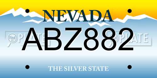 ABZ882 Nevada License Plate