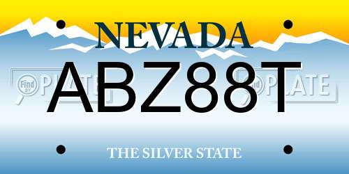 ABZ88T Nevada License Plate