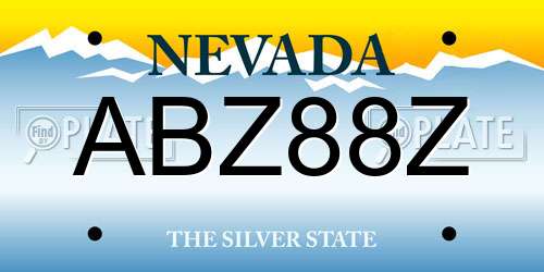 ABZ88Z Nevada License Plate