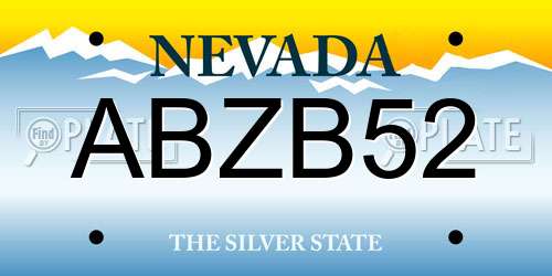 ABZB52 Nevada License Plate