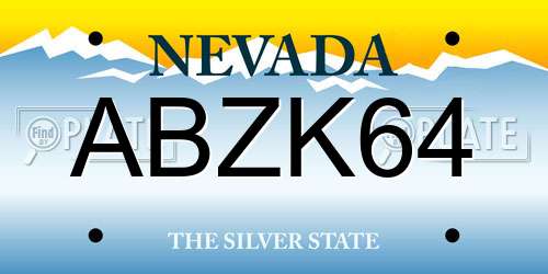 ABZK64 Nevada License Plate