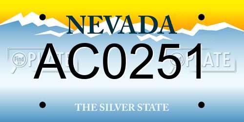 AC0251 Nevada License Plate