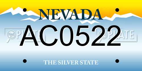 AC0522 Nevada License Plate