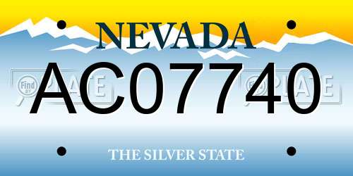 AC07740 Nevada License Plate