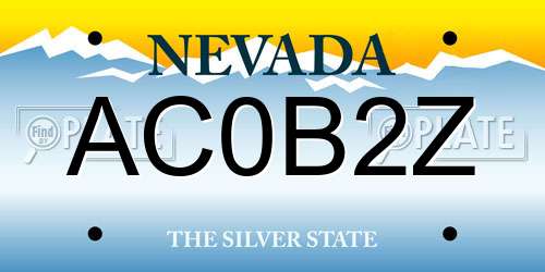 AC0B2Z Nevada License Plate