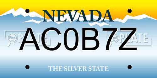 AC0B7Z Nevada License Plate