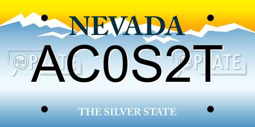 AC0S2T Nevada License Plate