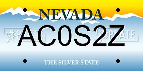 AC0S2Z Nevada License Plate