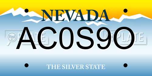 AC0S9O Nevada License Plate