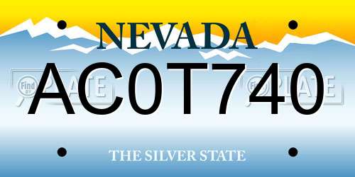AC0T740 Nevada License Plate