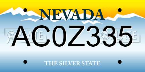 AC0Z335 Nevada License Plate