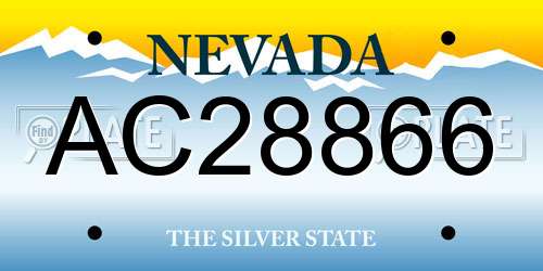 AC28866 Nevada License Plate