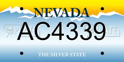 AC4339 Nevada License Plate