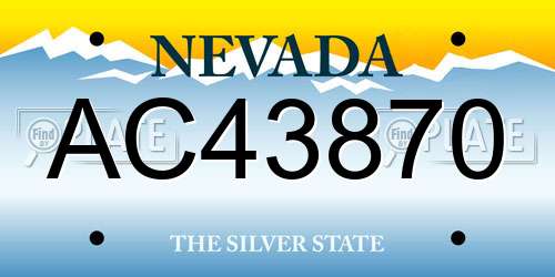 AC43870 Nevada License Plate