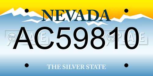 AC59810 Nevada License Plate
