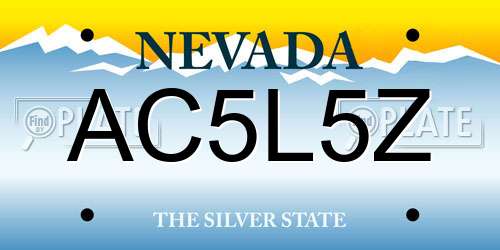 AC5L5Z Nevada License Plate