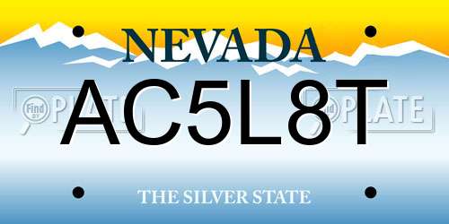 AC5L8T Nevada License Plate