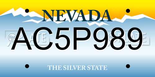 AC5P989 Nevada License Plate