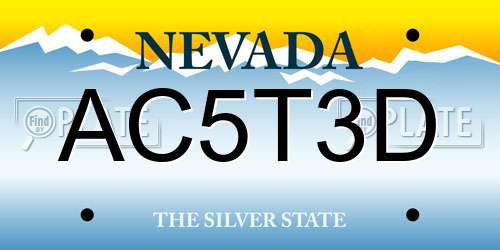 AC5T3D Nevada License Plate