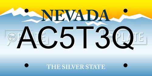 AC5T3Q Nevada License Plate