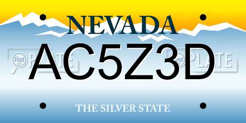 AC5Z3D Nevada License Plate