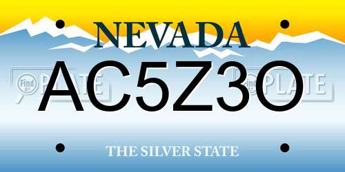 AC5Z3O Nevada License Plate