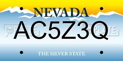 AC5Z3Q Nevada License Plate