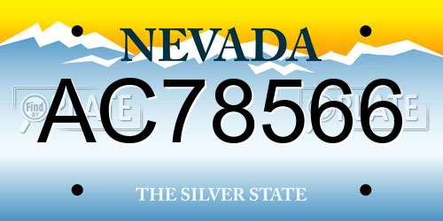 AC78566 Nevada License Plate