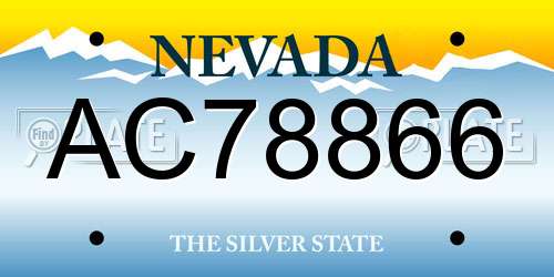 AC78866 Nevada License Plate