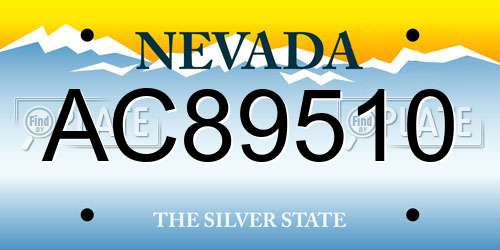 AC89510 Nevada License Plate