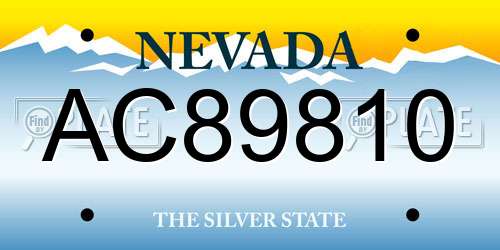 AC89810 Nevada License Plate