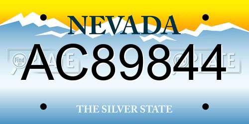 AC89844 Nevada License Plate