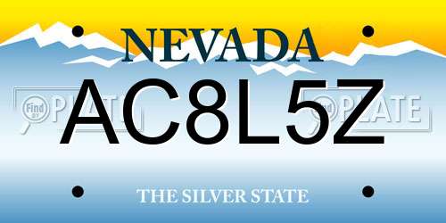 AC8L5Z Nevada License Plate