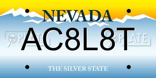 AC8L8T Nevada License Plate