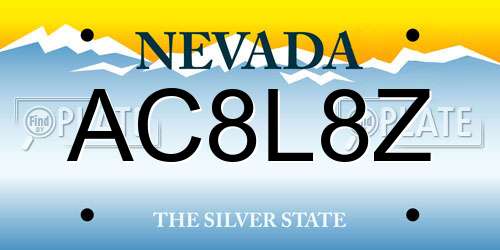 AC8L8Z Nevada License Plate