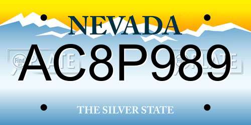 AC8P989 Nevada License Plate