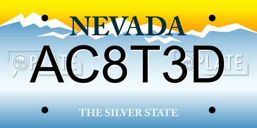AC8T3D Nevada License Plate