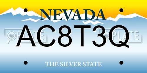 AC8T3Q Nevada License Plate