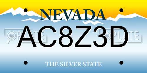 AC8Z3D Nevada License Plate